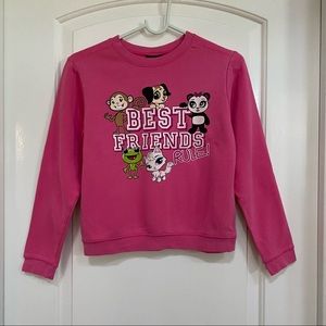 Joe Boxer Animals Best Friends Rule Pink Fleece Sweatshirt Girl's Size L 10-12